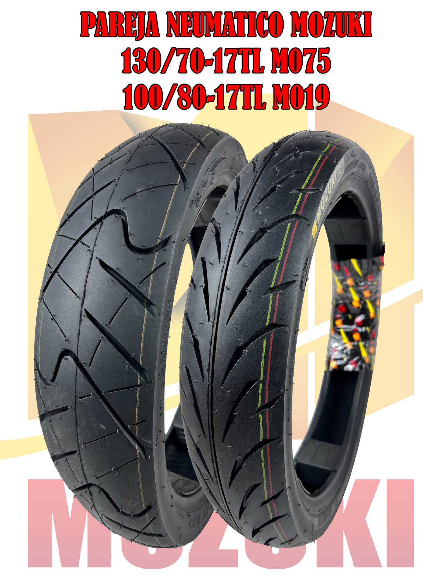 NEUMATICOS MOZUKI 100/80-17 M019 Y 130/70-17 M075 TL