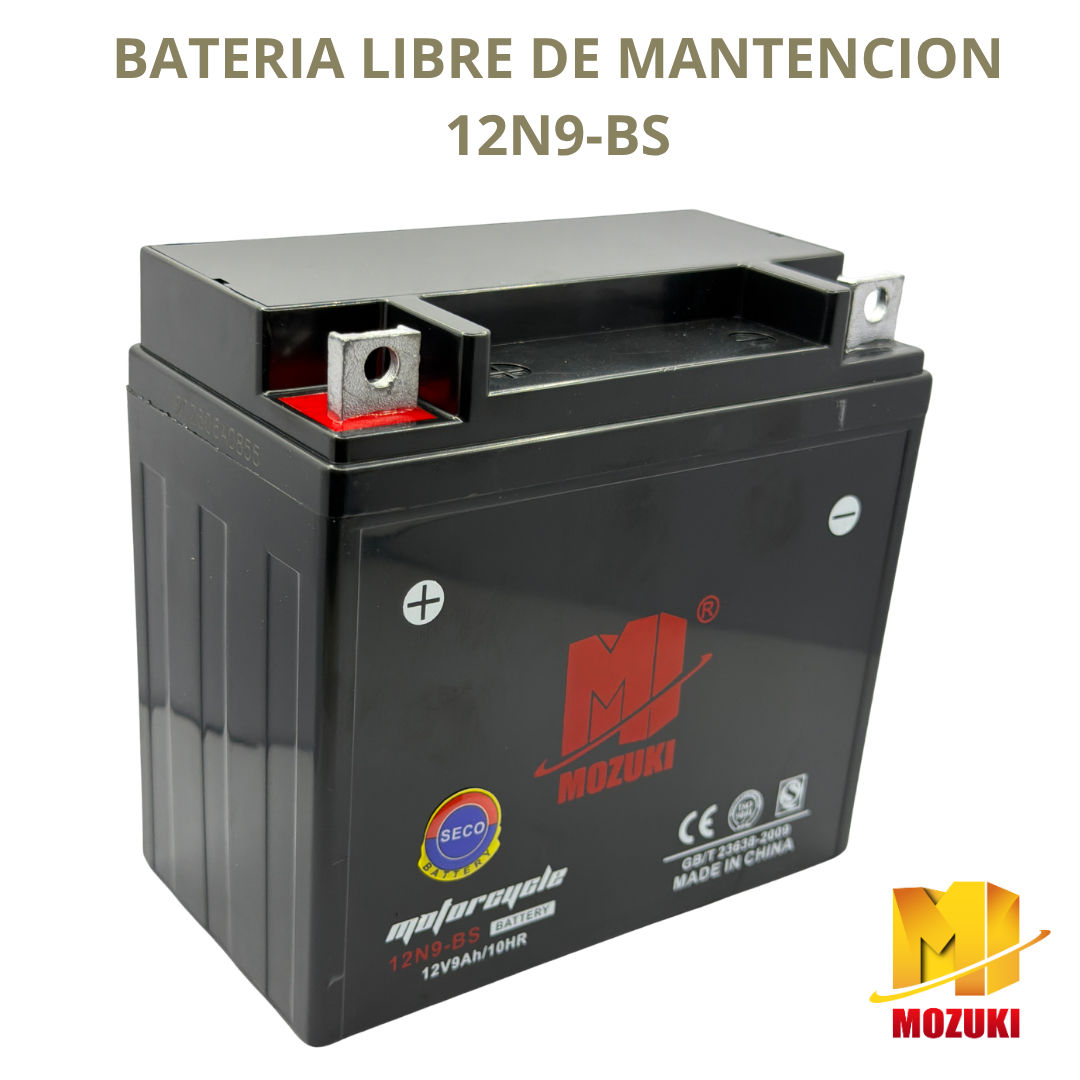 BATERIA 12N9AMP ALTA(BORNE IZQ) MOZUKI