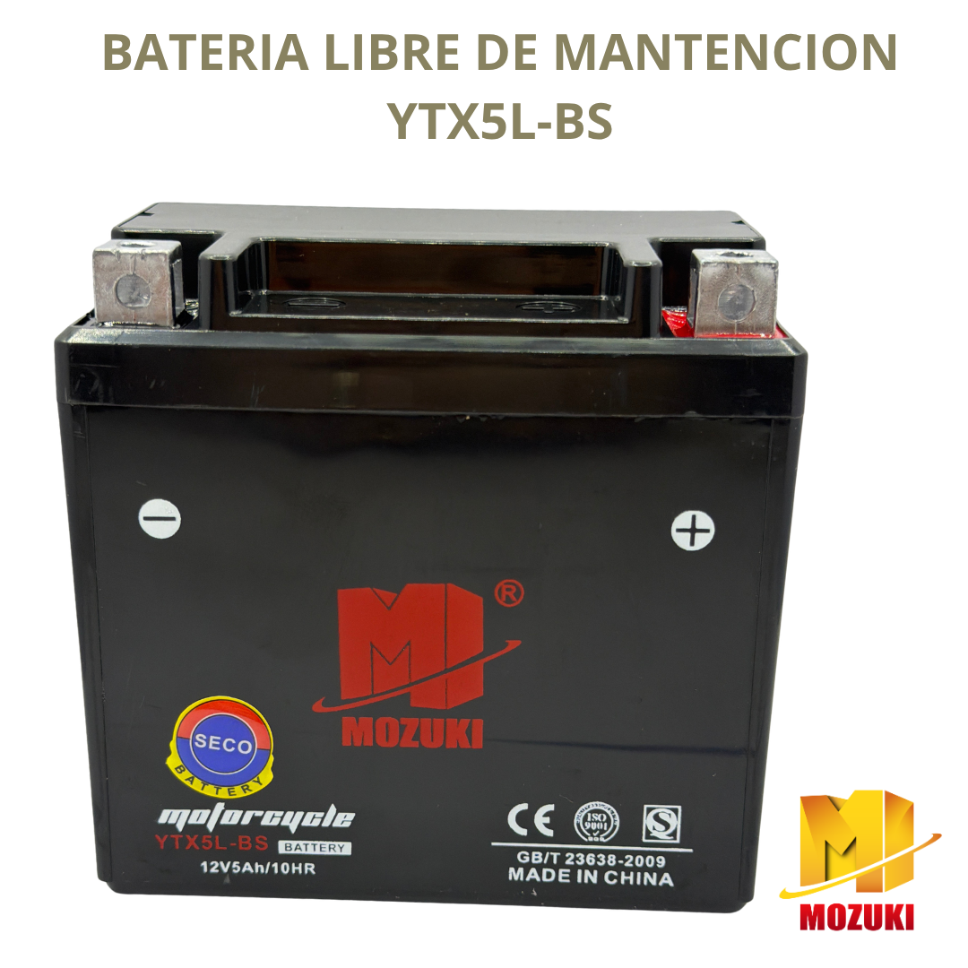 BATERIA MOTO 12V 5AH (- +) GELYTX5LBS MOZUKI