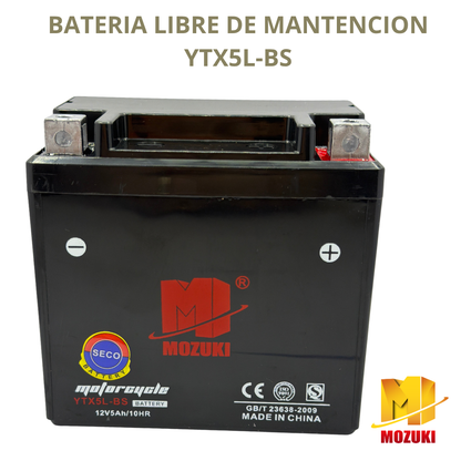 BATERIA MOTO 12V 5AH (- +) GELYTX5LBS MOZUKI