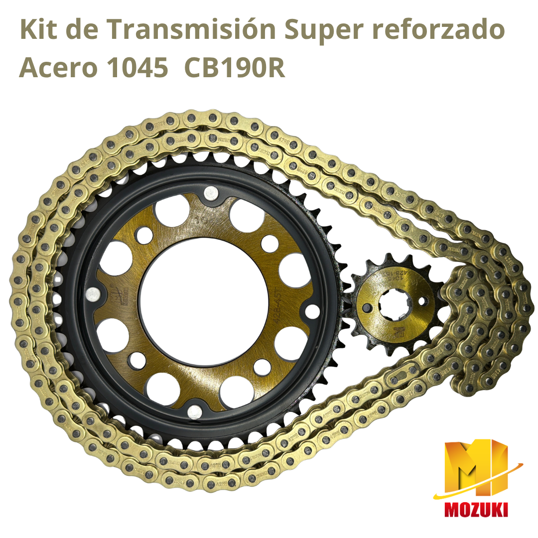 KIT TRANSMISION HONDA CB190R 45T/15T 428H-132L MOZUKI