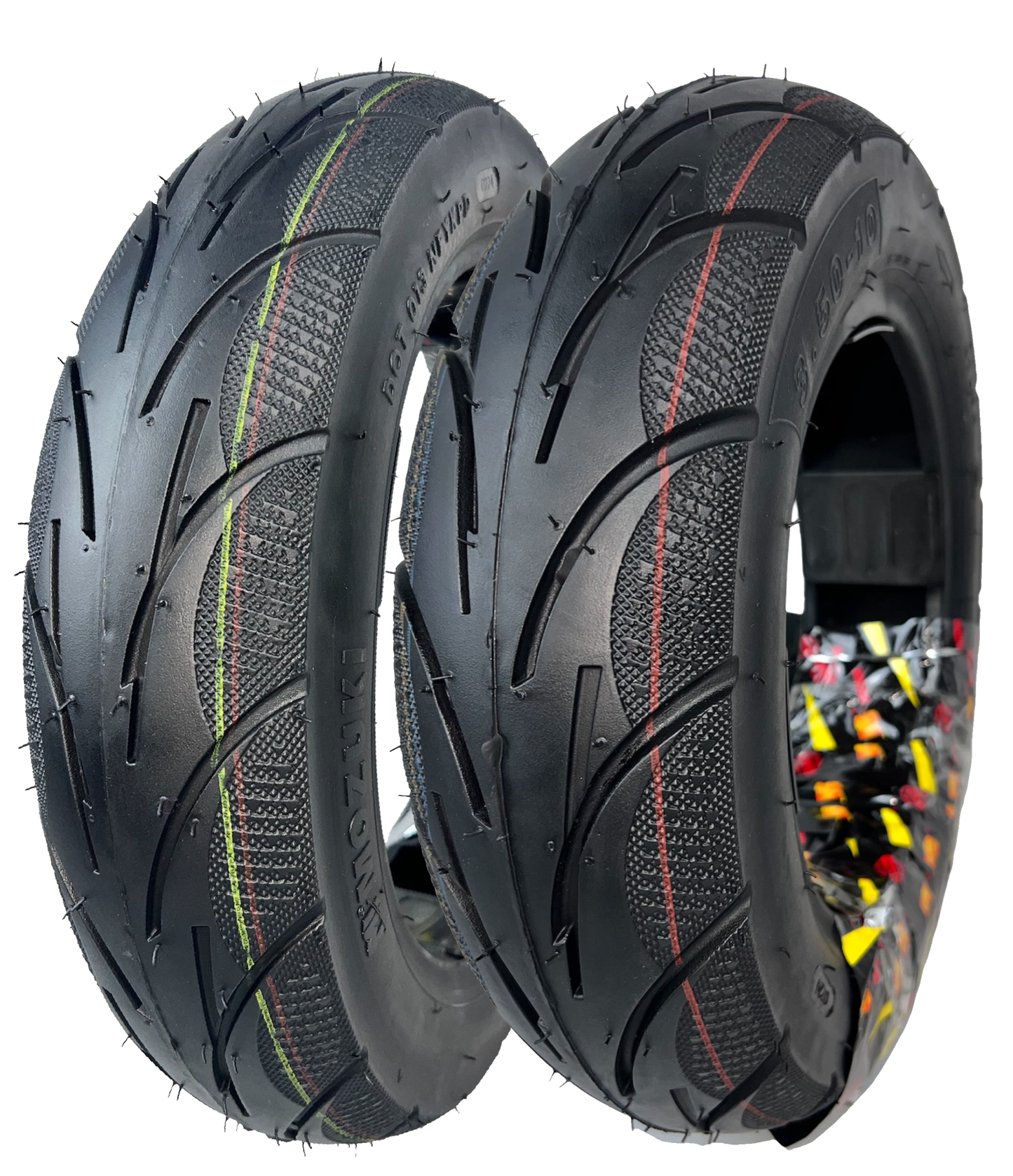 PAREJA DE NEUMATICOS MOZUKI 3.50/10 Y 90/90-12 S002 TUBULAR